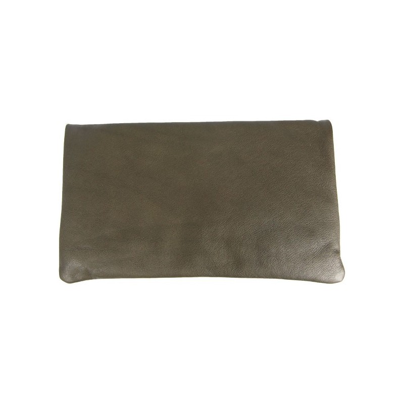 clutch bag khaki leather designed Sous les Paves backside
