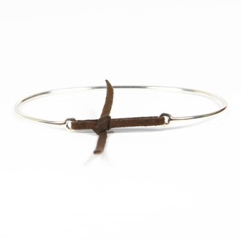 Jonc Argent et lien nubuck...