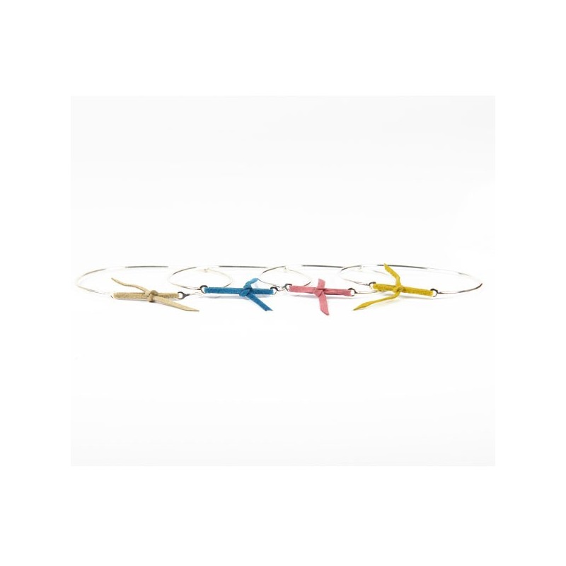 Jonc Argent et lien nubuck