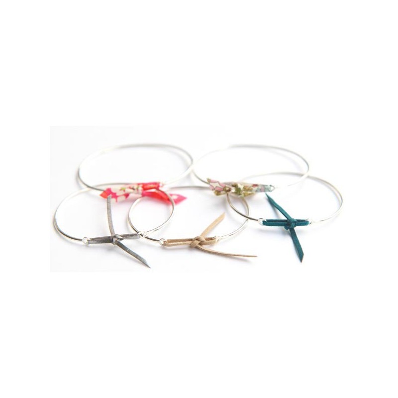 Jonc Argent et lien nubuck