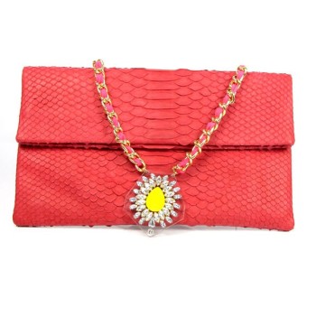 Collier strass et plexiglas jaune