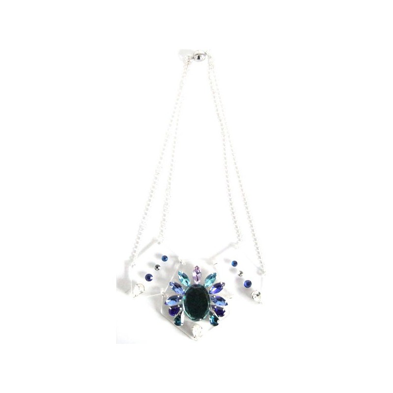 Collier strass et plexiglas bleu