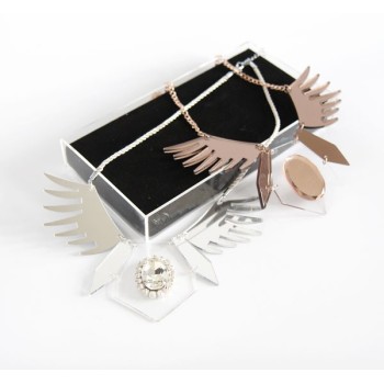 Collier strass et plexiglas rose