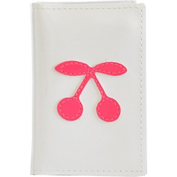 vinyl card holder with neon pink cherry by Anne-Charlotte Goutal