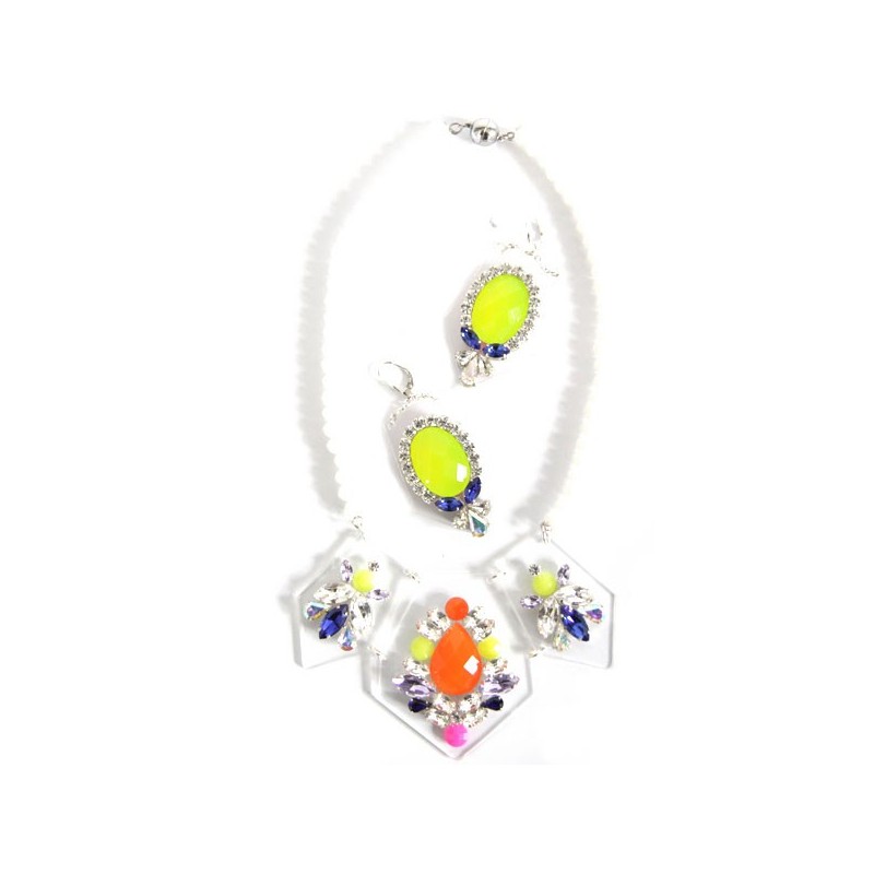 Collier articulé en strass et plexiglas