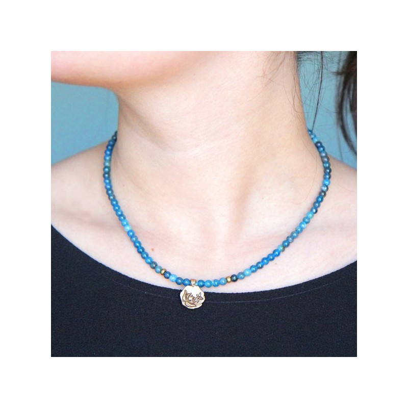 Collier perles de cyanite charm Acceptance bronze catherine michiels