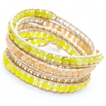 Bracelet Wrap perles jaunes