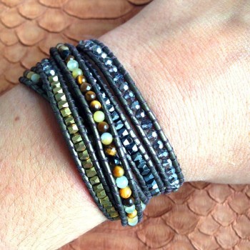 Nakamol Bracelet wrap perles or