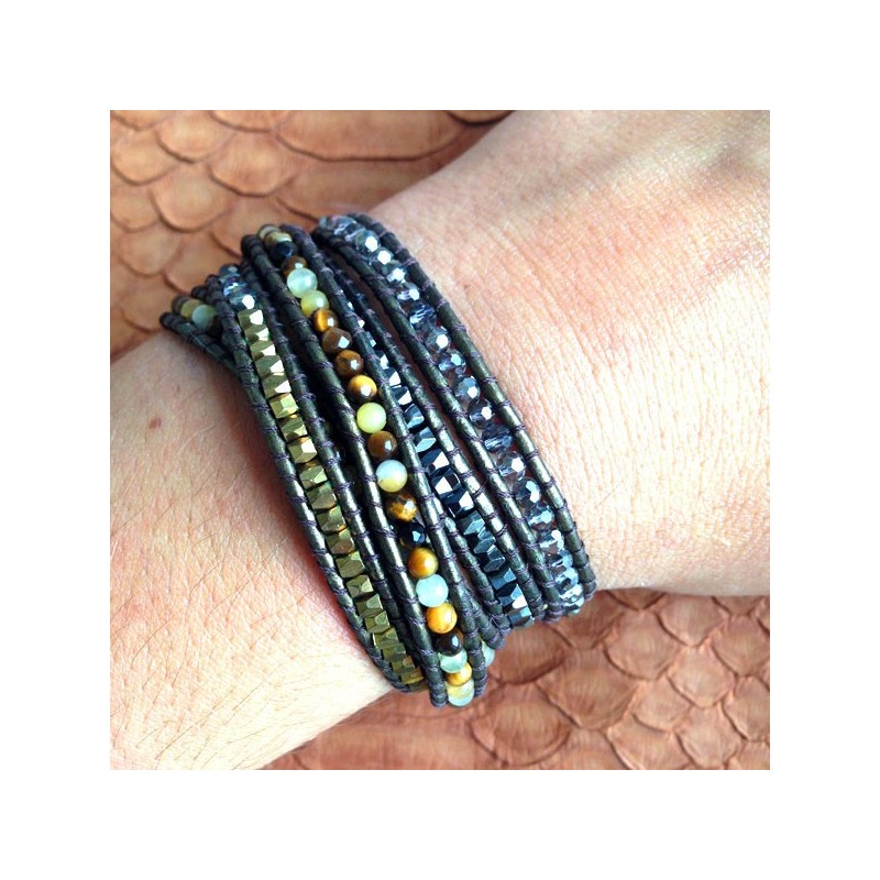 Nakamol Bracelet wrap perles or