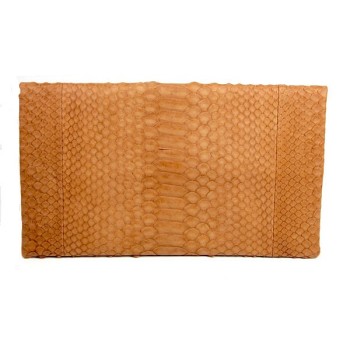 Pochette Python cuir coloris camel