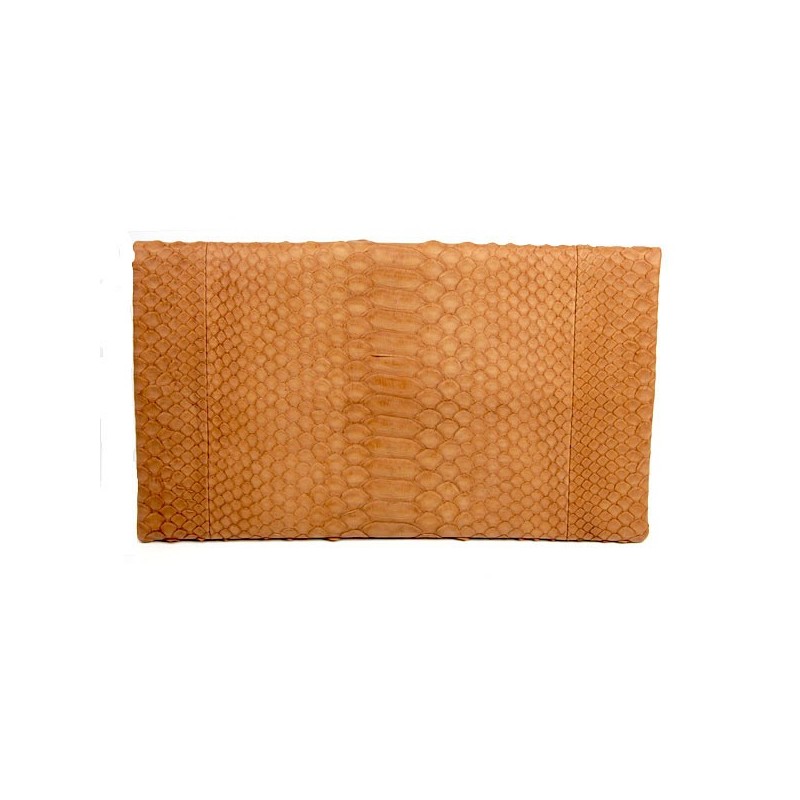 Pochette Python cuir coloris camel