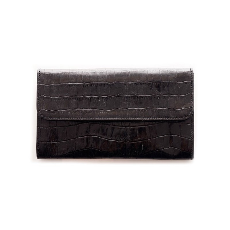 wallet crocodile style black leather by Mika Sarolea