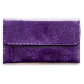 purple leather wallet French designer Mika Sarolea