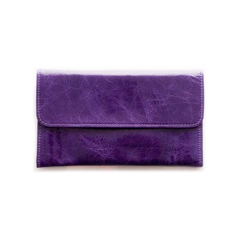 purple leather wallet French designer Mika Sarolea