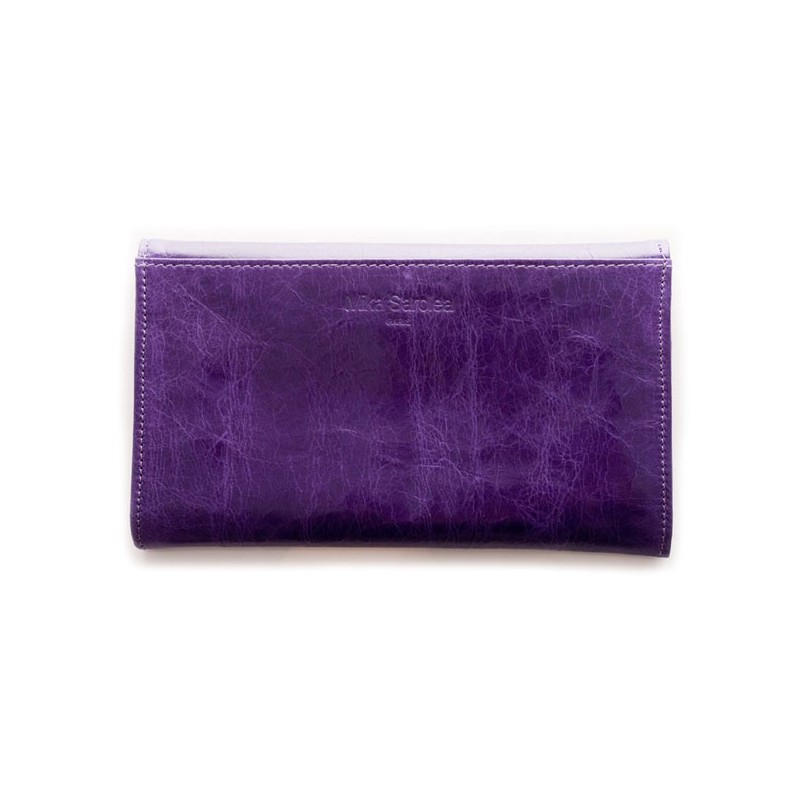 portefeuille cuir violet designer Mika Sarolea