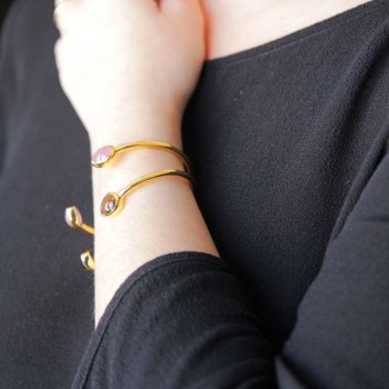 Lucas Jack London Bracelet ajustable Or et Brun