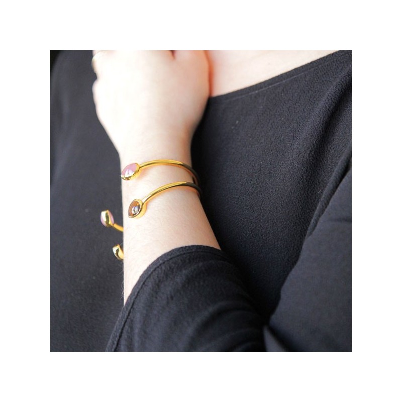 Lucas Jack London Bracelet ajustable Or et Brun