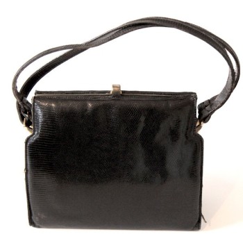 Vintage black python leather bag