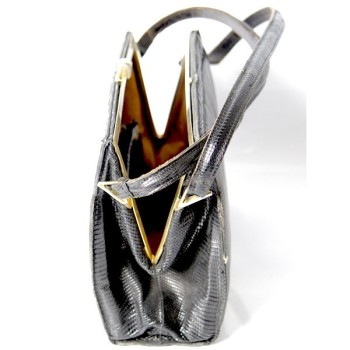 Sac vintage python noir de côté