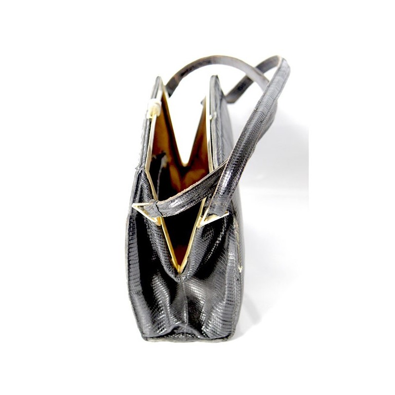 Vintage black python leather bag