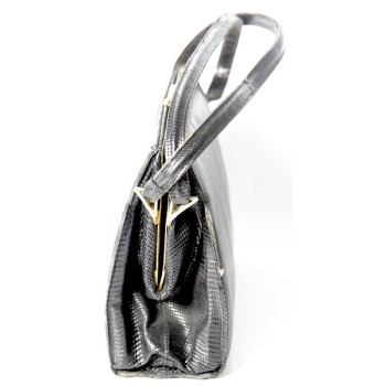 Sac vintage en cuir python noir