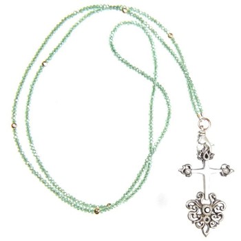 Catherine Michiels - Collier perles de cristal et mousqueton argent