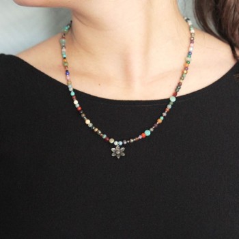 Collier Fleur en Argent et Diamants catherine michiels porté