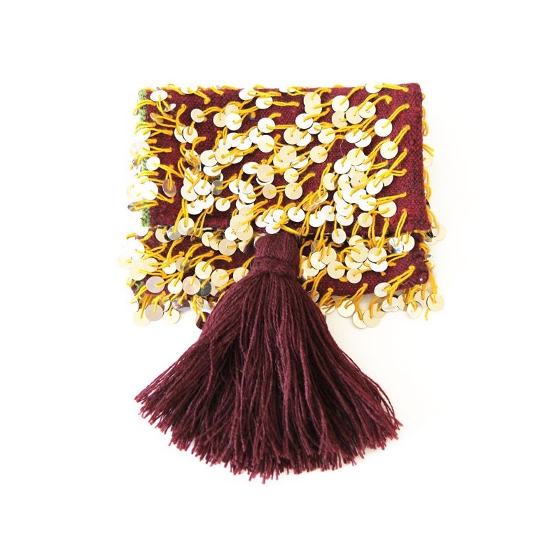 Pochette Kilim Bordeaux à sequins