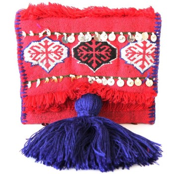 Pochette kilim recycle rouge