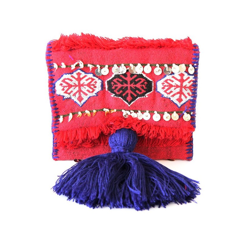 Pochette kilim recycle rouge