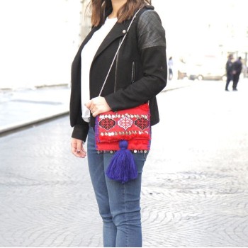 Pochette kilim recycle rouge