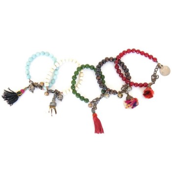 Handcrafted green agate mala bracelet