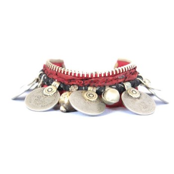 Red Kuchi bracelet handmade one of a kind