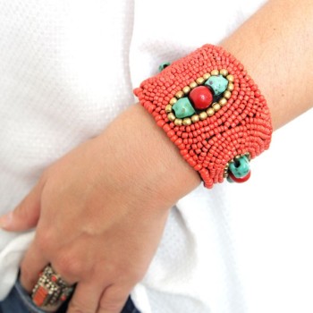 Manchette Cornaline et Turquoise