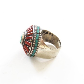 bague argent Cornaline et Turquoise