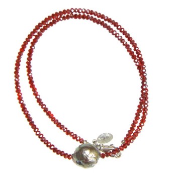 Pearl NecklaceRed Crystal and Freshwater Pearl Necklace Catherine Michiels