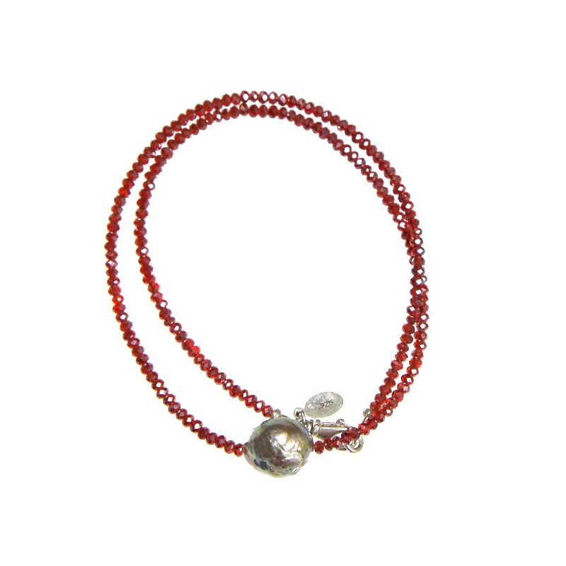 Pearl NecklaceRed Crystal and Freshwater Pearl Necklace Catherine Michiels