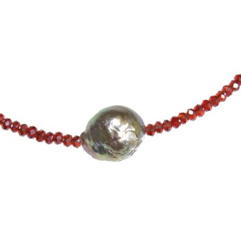 Collier Perles de Cristal rouge