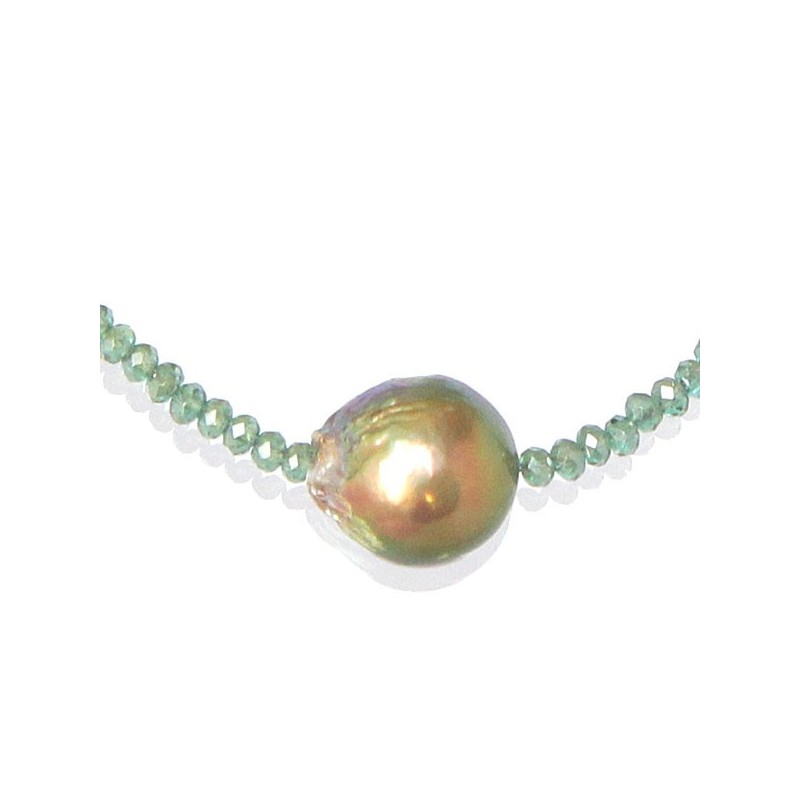 Collier Perles de Cristal vert catherine michiels