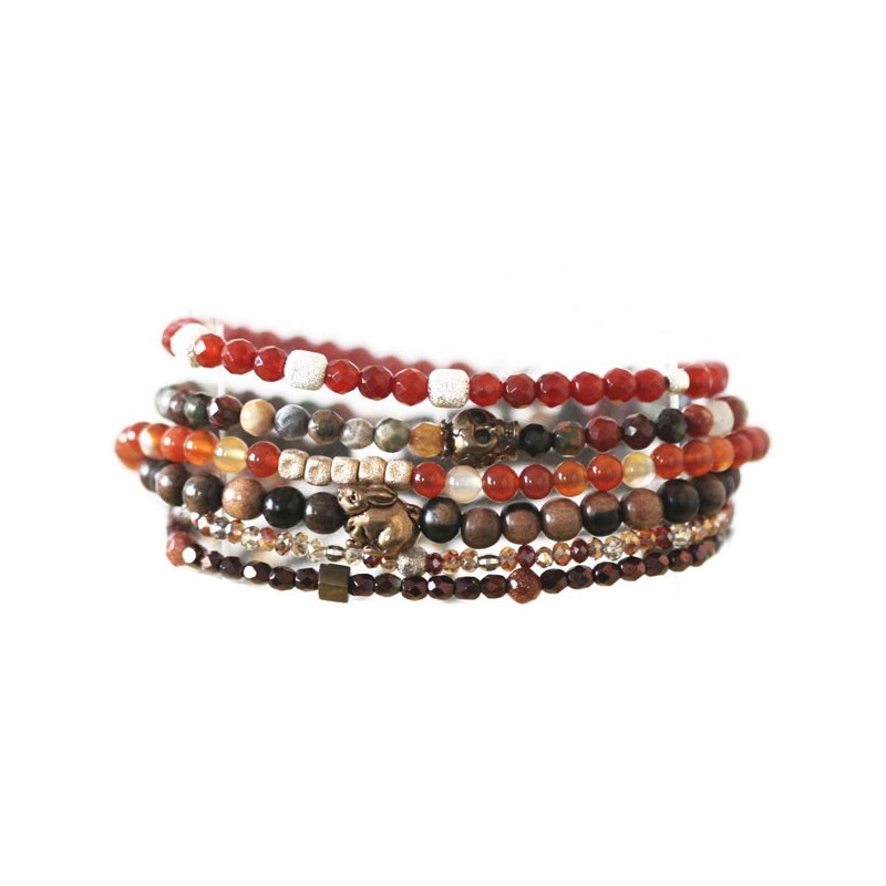 Bracelet Stardust perles de Bois et Usagi Catherine Michiels