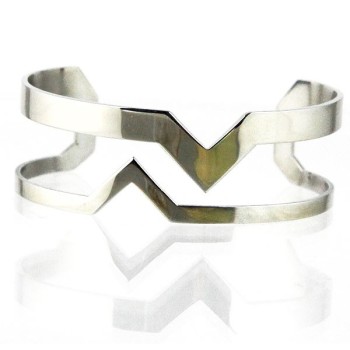 Silver-plated metal geometric cuff bracelet