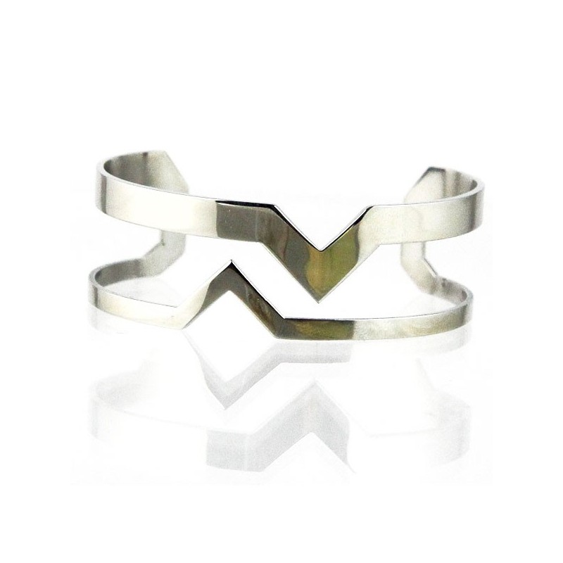 Silver-plated metal geometric cuff bracelet