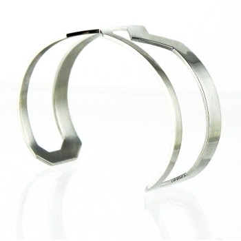 Silver-plated metal geometric cuff bracelet
