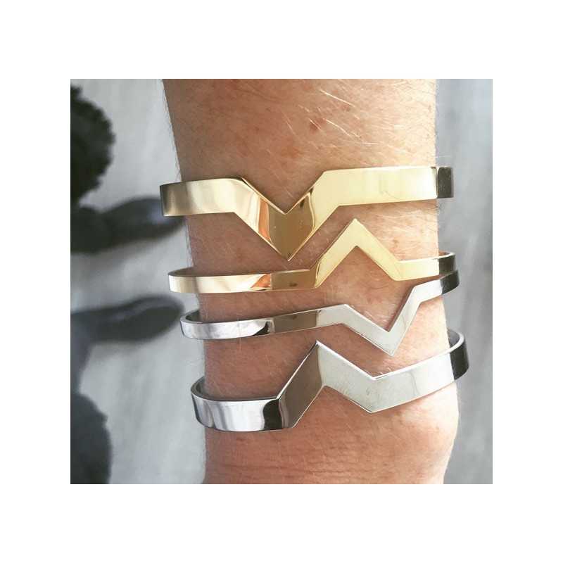 gold and Silver-plated metal geometric cuff bracelet