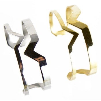 Silver-plated metal geometric cuff bracelet