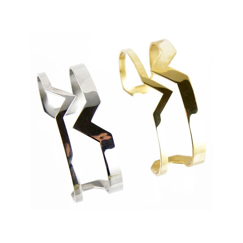 Silver-plated metal geometric cuff bracelet