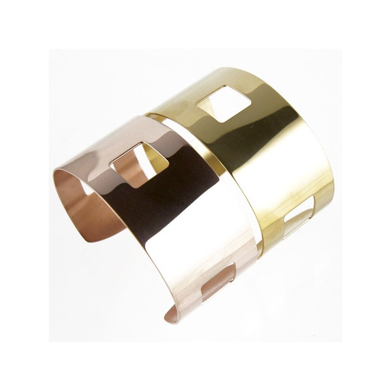 Adjustable yellow gold-plated cuff bracelet