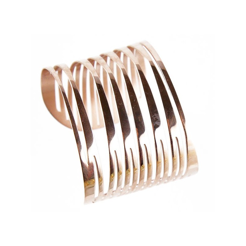 Manchette Zèbre plaqué or rose ajustable