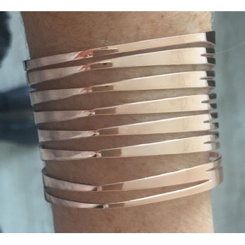 Adjustable rose gold-plated Zebra cuff bracelet worn