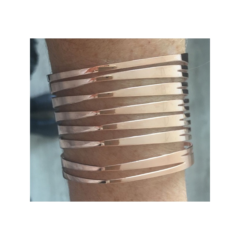 Adjustable rose gold-plated Zebra cuff bracelet worn